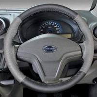 Leather Steering Wheel Cover - Greige Plus Black